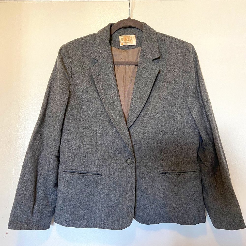 Vintage Pendleton 100% Wool Grey Blazer (No size tag, S/M)